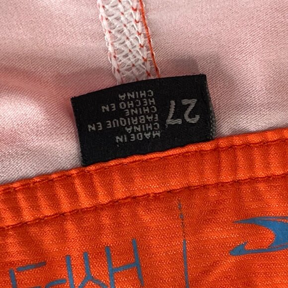 ONeill Mens Mid-Length Board Shorts Size 32 Orange/Blue Striped Drawstring Fit L - Picture 8 of 11